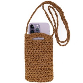 Resim allurem Hasır Örgü Telefon Çantası, Mini Çanta, Hasır Çanta, Omuz Çantası 