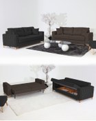 Resim Velura Home & Living Nola Koltuk Takımı 3+3 & Bazalı Yataklı Koltuk & Kanepe - Keten 