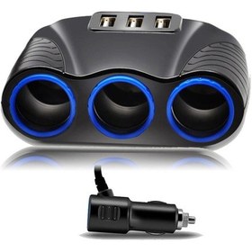 Resim 12-24V 3 Soket Araç Çakmak Splitter Usb Şarj Güç Adaptörü 