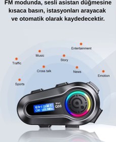 Resim Wearfitpro Q08 Max Rgb Işık Efektli İntercom Bluetooth Motosiklet Kask Kulaklığı İntercom Kulaklık 