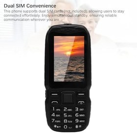 Resim PUSOKEI Çift SIM Kartlı 2G Sağlam Telefon, 2,6 inç HD Ekran, Yaşlılar Ve Çocuklar Için Kilitsiz Cep Telefonu, 3000mAh Pil, Hoparlör (BLACK) 