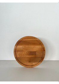 Resim Ahşap Yuvarlak Küçük Boy Pizza Sunumluk Ve Kesme Tahtası Ahşap 