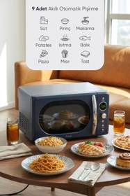 Resim Fressi Urban Retro 20 Litre 700W Izgara Raflı Mikrodalga Fırın FR-MW207 Lacivert 