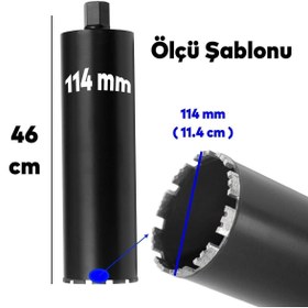 Resim Badem10 Elmas Karot Ucu 114 mm Shun Beton Zemin Duvar Delme Delik Açma Panç Aparat Uç Deprem Numune Al Test 