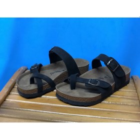 Resim Baş Parmak Geçmeli Tam Ortopedik Birkenstock Model Bay Bayan Parmakarası Terlik 