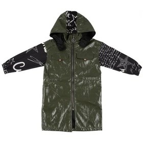 Resim Adisia Kadın Yeşil Kolları Siyah Yazılı Yağmurluk Yeşil 