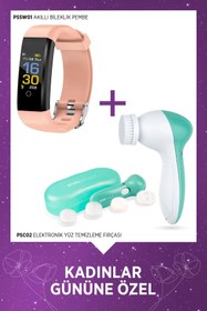 Resim Polosmart PSSW01 Akıllı Bileklik Pembe + PSC02 Yüz Temizleme Cihazı Özel Set 