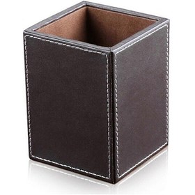 Resim Ganzhoushop Deri Kare Kalemlik Bardak Masa Kırtasiye Depolama Kutusu Ofis Aksesuarları Konteyner Kutusu Kahverengi 