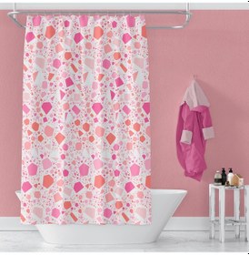 Resim Banyo Perdesi 2x100x200 Çift Kanat Duş Perdesi Halka Hediyeli Duşakabin Perdesi 6811 Pembe 