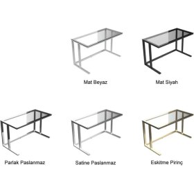 Resim Evka Tekli Desk Çalışma Masası - Mat Beyaz Ayak Ceviz Mdflam 