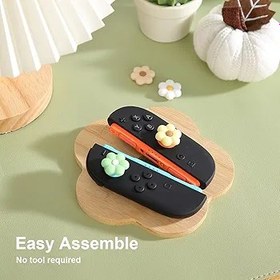 Resim CasosexploreLab Thumb Grips for Nintendo Switch 2, Cozy Daisy Joystick Caps, Soft Silicone Thumb Stick Cover for Switch 2 Joycon Controller, 4 Pack White Sage Green Floral Accessories for Analog 