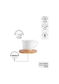 Resim Karaca Bambu Tepsili 6 Kişilik Kahve Fincanı 90 Ml 