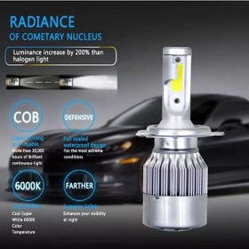 Resim H4 Şimşek Etkili Led Zenon 36W 7600Lm 6500K Far Ampülü Led Işık G 