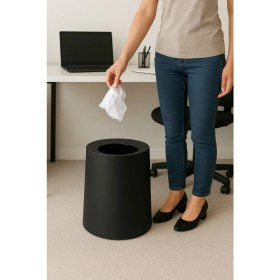 Resim Modern Mat Antrasit Kapaksız Ofis ve Mutfak Çöp Kovası 