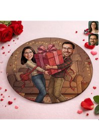 Resim Bk Gift Kişiye Özel Sevgili Karikatürlü Yuvarlak Puzzle 20x20cm -17, Sevgililer Günü Hediyesi, Sevgiliye Hediye Kobitmeyencom36170 Bk Gift 