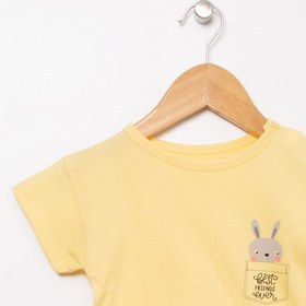 Resim Mammaramma 21hg-11 Bisiklet Yaka Sarı Standart Kalıp Bebek T-shirt 