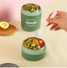 Resim Porsima 66720 Çelik Yemek Termosu Lunch Box Yemek Kabı Yeşil 710m 