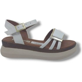 Resim Zerhan 603 Kadın Beyaz Tokalı Dolgu Taban Sandalet Beyaz 