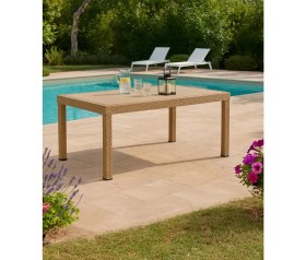 Resim Yonga concept Rattan 80X140 Camsız Plastik Balkon Teras ve Bahçe Masası Dış Mekan 