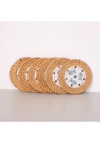 Resim 3 Balık 6'lı Doğal Rattan Ve El Yapımı Seramikli Bardak Altlığı Diğer 