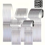 Resim 20/30/40 parça Paslanmaz Çelik Elegant Yemek Takımı, İnce Bel & Narin Sap, 4/6/8 Kişi Premium Yemek Takımı, Biftek Bıçağı, Çatal, Kaşık, Tatlı Kaşığı & Çatalı, Ev, Mutfak, Restoran, Kutlama Günleri, Noel, Cadılar Bayramı, Şükran Günü, Baba Günü, Anne Günü için - Bulaşık Makinesinde Yıkanabilir (Çoklu Boyutlar Mevcuttur) 