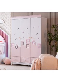 Resim Gardırop, City Montessori Çocuk Odası, City 3 Kapaklı Dolap Pembe 
