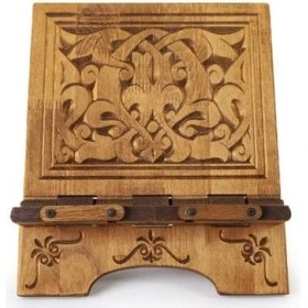 Resim Otantik Çarşı Ahşap Oymalı Masa Üstü Tablet Tutucu Rahle 