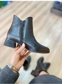 Resim Metal Topuk Detaylı Fermuarlı Kadın Bot - Siyah - 39 Krem 