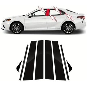 Resim Globalbloom Black 8 Parça Araç Cam Kenarı Çizilme Koruma Şeritleri Kapı Ve Pencere Dekoratif Şerit 2018-2023 Toyota Camry Uyumlu 