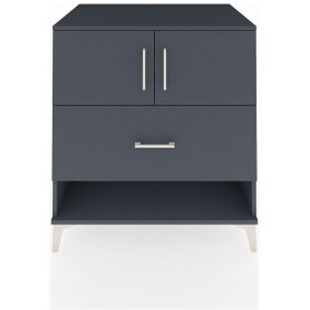 Resim Kronos Şifonyer 2 Raflı Tek Çekmeceli 2 Kapaklı 88x59x96 Antrasit-antrasit Antrasit 
