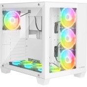 Resim Rampage Icewave Beyaz Temperli Camlı 7*12CM Argb Fan+Kontrolcü Transparan E-Atx Mid-T Gaming Oyuncu Kasası 