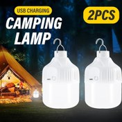 Resim 2 adet Taşınabilir El Tipi LED Işık, USB Şarj Edilebilir, Kancalı, Acil Durum Ampulü, Üç Aydınlatma Modu, Bahçe, Kamp, Balıkçılık ve Gece Pazarı İçin Uygun Fener 