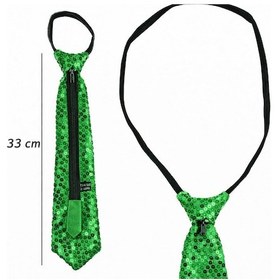 Resim Yeşil Renk Pul Payetli Işıltılı Parti Kravatı 33 Cm - Mydr-763809 