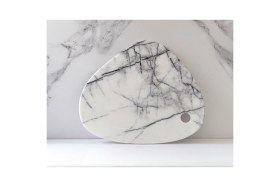 Resim Feyza Design Damarlı Beyaz Mermer Sunum Tahtası, Meyve ve Peynir Servisi Için Ideal 