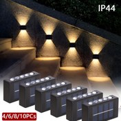 Resim 4/6/8/10 Adet Dış Mekan Güneş Enerjili Duvar Lambası, 600mAh Nikel Pil ile 10 LED Yarı Gömme Duvar Işığı, Montaj Donanımlı Plastik Aparat, Bahçe, Teras ve Veranda için Uygun, IP44 