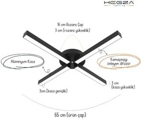 Resim Hegza Lighting MOLINO Plafonyer LEDli Modern Siyah Led Avize (4000K (Doğal Beyaz)) 