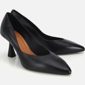 Resim HOTİÇ Kadın Deri Siyah Kısa Topuklu Stiletto 