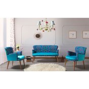 Resim mobilyabazari Etnik Desen Çay Seti Koltuk Takımı, Salon, Balkon,ofis 2+1+1 (turkuaz) 