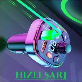 Resim Neffo Rgb Işıklı Bluetooth Araç Transmitter | Mp3 Çalar | Hızlı Şarj Type-C | Eller Serbest Konuşma 