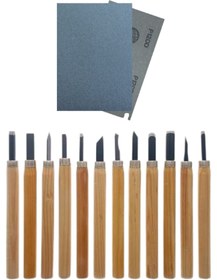 Resim O&S Oyun ve Sanat Eğlen-Üret Ahşap Oyma Başlangıç Seti, Hobi Heykel Ağaç Şekil Verme 12li Uç Takımı, Zımpara 