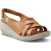 Resim Mammamia D25ys-2510 Kadın Dolgu Topuklu Comfort Sandalet Taba Siyah 