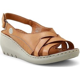 Resim Mammamia D25ys-2510 Kadın Dolgu Topuklu Comfort Sandalet Taba Siyah 