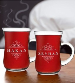 Resim Bk Gift Kişiye Özel İsimli İkili Keyif Kulplu Çay Bardağı Seti-5, Arkadaşa, Sevgiliye Hediye, Ev Hediyesi, Doğum Günü Hediyesi Kobitmeyencom31089 Bk G 