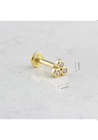 Resim Glorria Altın Üç Taş Tragus Piercing Sarı 