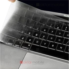 Resim AktarMobile MacBook Air 13 M1 2021 A2337 Uyumlu Şeffaf Klavye Koruyucu Türkçe Q Silikon Ped Trasparan 