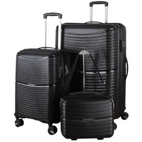 Resim Mçs V379 Aura Y.üretim Pp Valiz 55 Cm + 75 Cm + Makyaj Siyah Set 