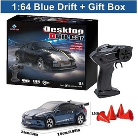Resim 1/64 Veya 1/43 Mini Drift Rc Araba 4wd Uzaktan Kumandalı Yarış Aracı Led 1-64 Blue Box Mavi 