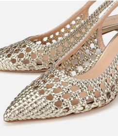 Resim Hotiç Kadın Gold Örgü Detaylı Arkası Açık Kısa Topuklu Stiletto 01ayh322880a540 01ayh322880a540 