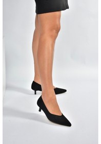 Resim Fox Shoes V404090302 Siyah Süet Sivri Burun Alçak Topuklu Kadın Ayakkabı Siyah 