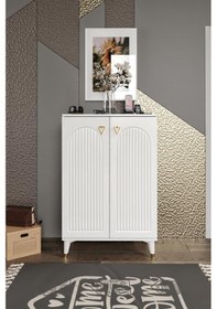 Resim Kale Ayakkabılık Çok Amaçlı Dolap Mutfak Kiler Balkon Beyaz Gold Beyaz 